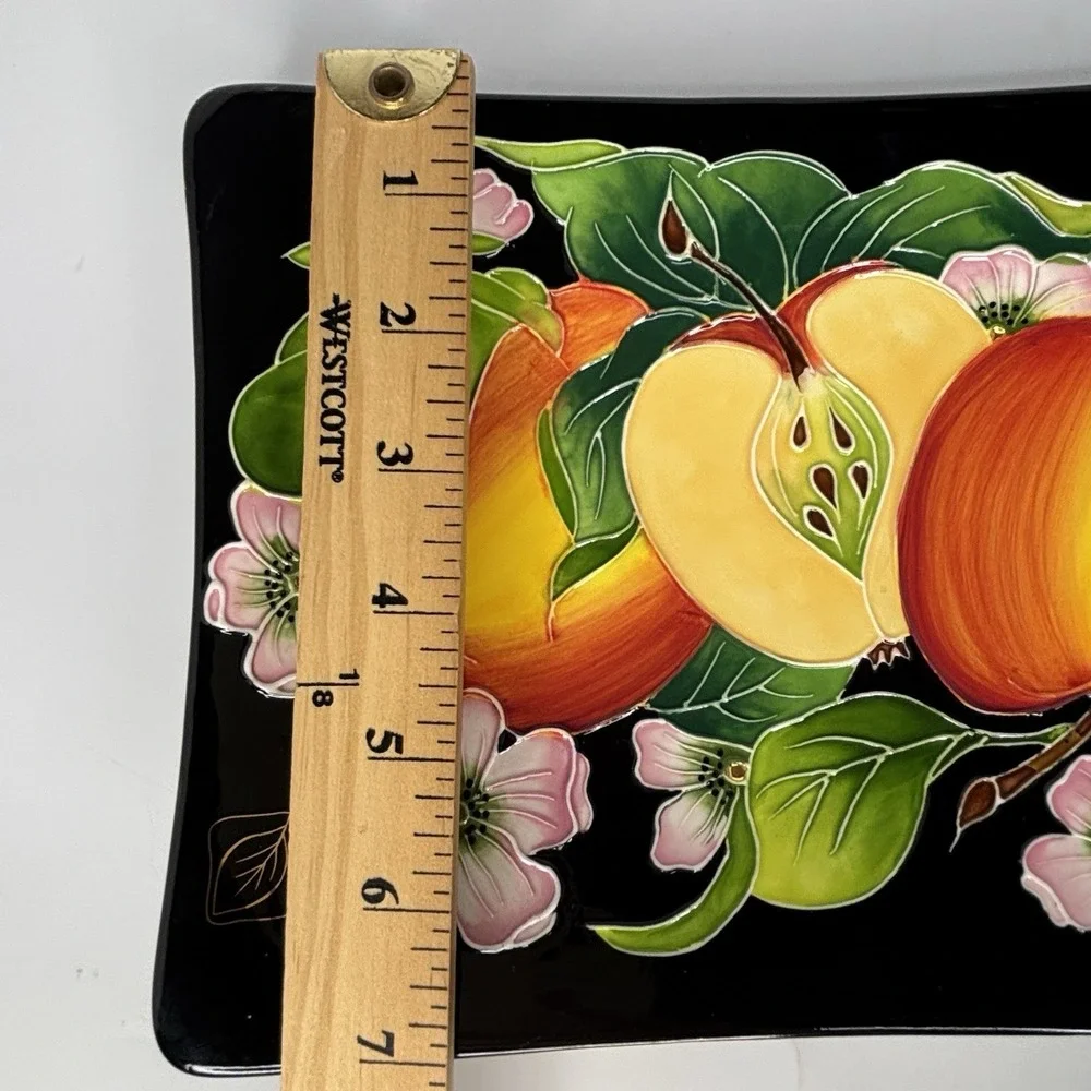 Blue Sky Jeanette J McCall Apple Blossoms Plate Tray 2004 Raised‎ Relief Outline